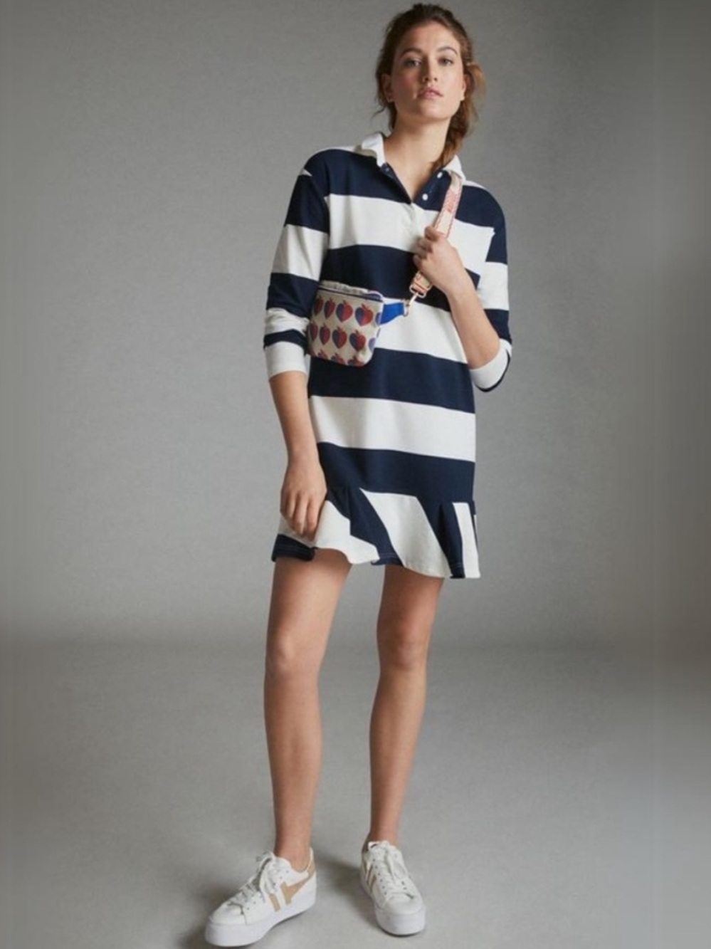 Anthropologie Stellah Brighton Polo Mini Dress Navy Medium